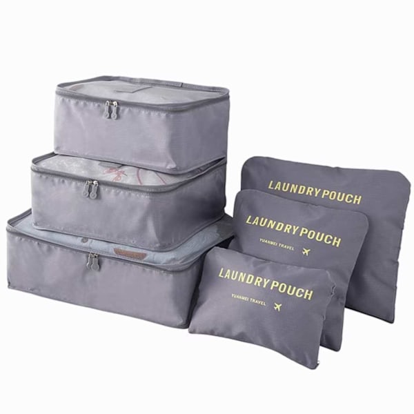 Bag Set for Suitcase 6-pack Travel Organizer Set Gray gray