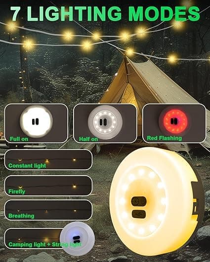 Utendørs Vanntett 10M USB Oppladbar Campinglampe med 4 Effekter og 3 Moduser