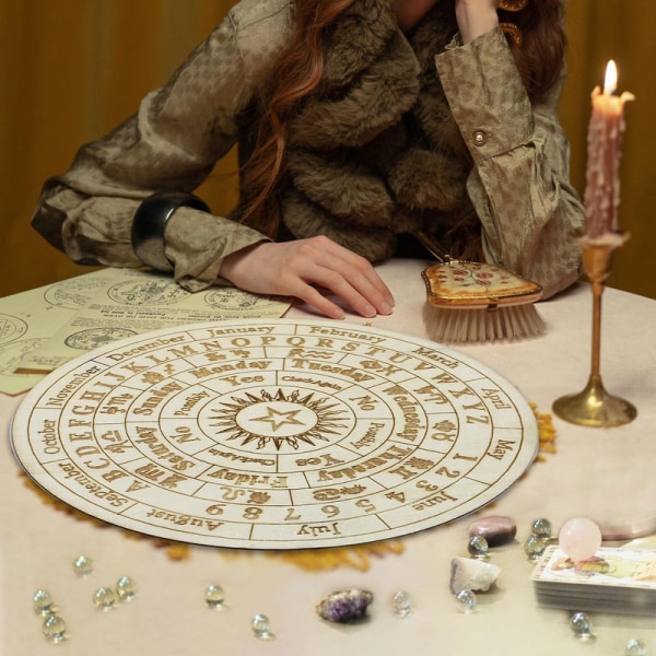 Stjärnpendylbräda i Trä för Spådom och Divination Rund Metafysisk Meddelandebräda Häxkonst L