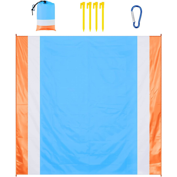 Utomhus strandmatta Blå-Orange 210x200cm Sandresistent[C]