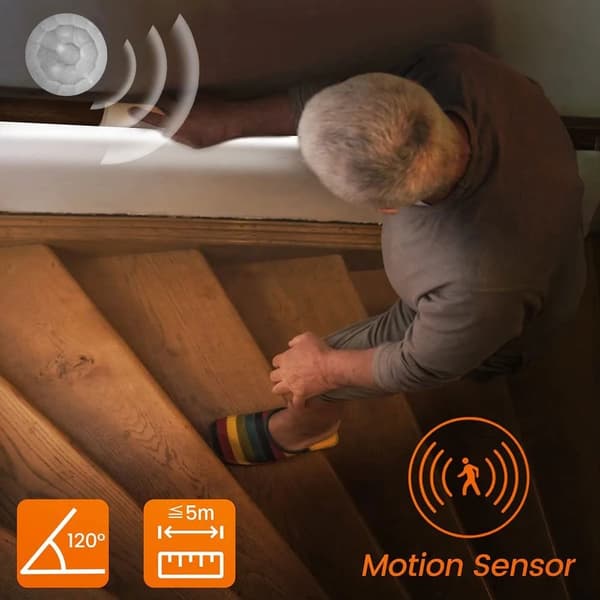 Smart sensor-LED-slinge – Skap, garderobe & nattbordsbelysning, bevegelsessensor, vanntett C