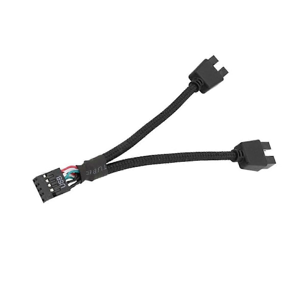 2 st USB-förlängningskablar för moderkort 9-stifts 1 hona till 2 hanar Y-delare Audio HD-förlängningskabel för PC-DIY