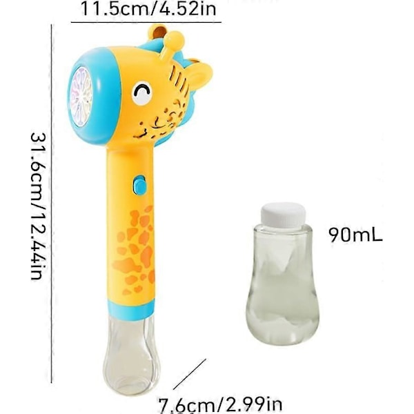 Djurdjurspåseblåsare med lösning Giraffbubbelmaskin med ljus 10-håls upplyst automatisk bubbelmaskin