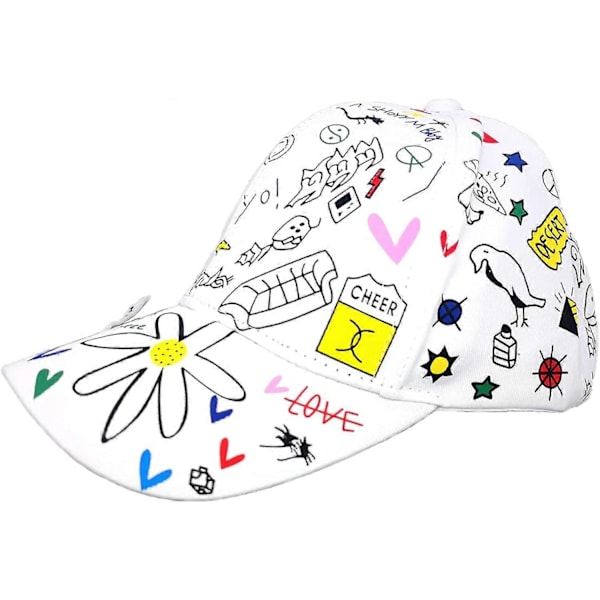 Trendy Graffiti Baseball Caps Herre Dame Personlighed Justerbar Åndbar Solskærm Solhat Lang Rem Cap Sort Baseball Caps - (C)