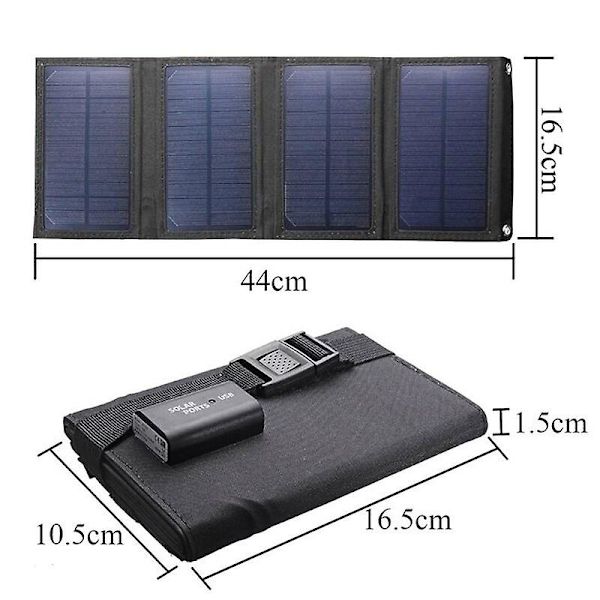 Vikbar Solcellsladdare för Telefonbatteri, Utomhus, Resa, Vandring, Camping, USB 5V, Nödladdare, Bärbar Powerbank 1[C] Mini 1.5W-Not Fold