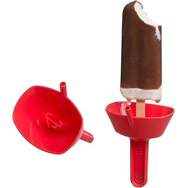 Pop No Drop Droppfri Popsicle-hållare - Smutsfri Hållare för Frysta Godis med Sugrör[C] Red