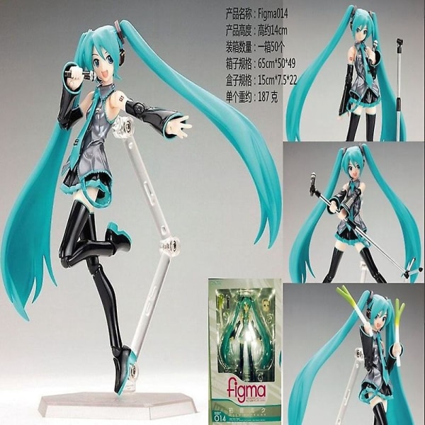 15cm Hatsune Miku Anime Figur Figma 014 Stående Pose Manga Statue Pvc Action Figur Samleobjekt Legetøj Dukke Dekoration with box