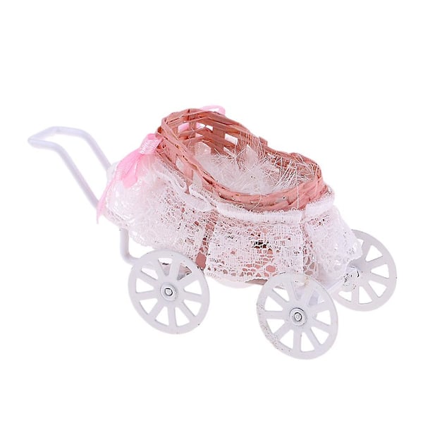 Mini Legering Baby Trille Vogn 1/12 Dukkehus Miniatyrer Leker for Barn (C)