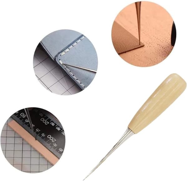 Læderhåndværkssæt med vokset tråd, synåle, DIY læderhåndværk