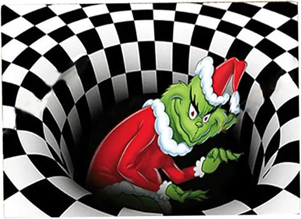Illusion dørmåtte, skridsikker visuel dørmåtte til jul