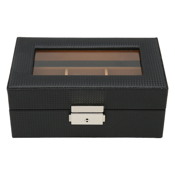 Urboksholder Elegant Let Luxus 3 Slots Låsbar Støvfri Urboks med Glasplade Sort[C]