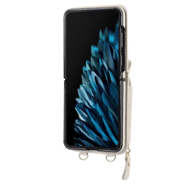 Korthållare-fodral med rombstruktur för OPPO Find N2 Flip White