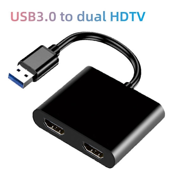 3-i-1 USB-dockningsstation, hub-adapter, USB 3.0 till dubbla HDMI-kompatibla omvandlare