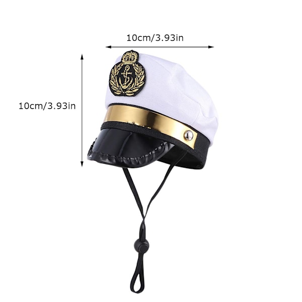 Halloween Kapten Sailorhatt Vit Kaptenhatt Hund Katt Valp Sailor för Halloweenfest Cosplay Kostym[C]