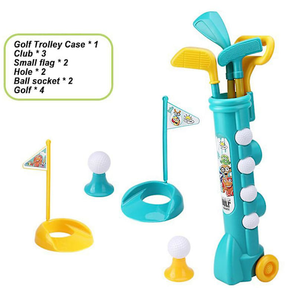 Golfset för barn med hjul, Minigolf Leksak för Utomhus & Inomhus, Liten Golfträning