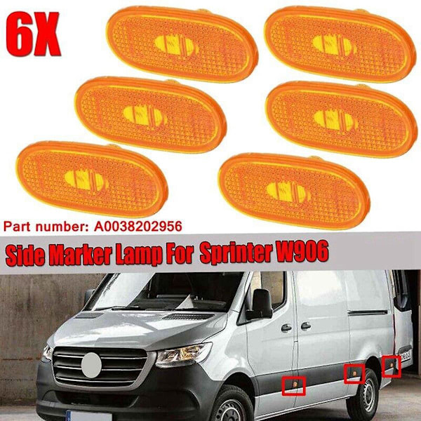 6X Sidemarkerlamper til Sprinter W906 2006-2018 A0038202956 Sideblinklys