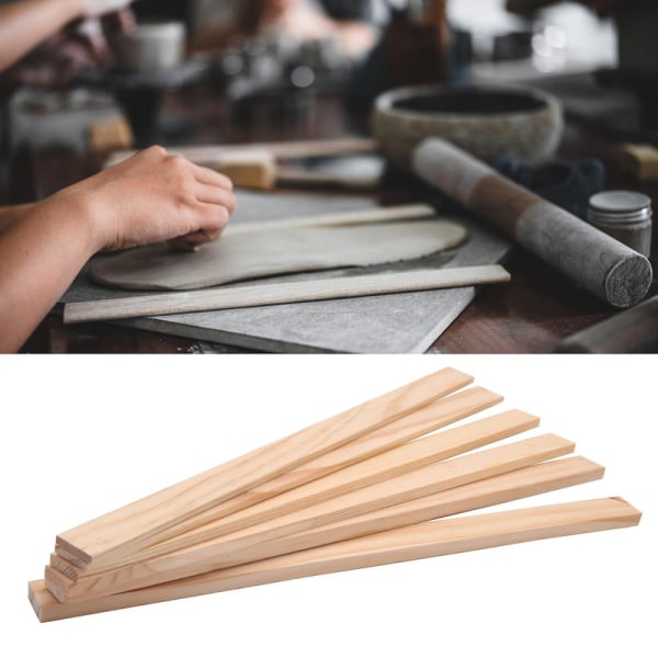 6 st/ set Lera-rullande Stick Guide Mudboard Guide Träremsor Gör det själv Keramik Mudboard Formverktyg Lärande keramikverktyg Wood color
