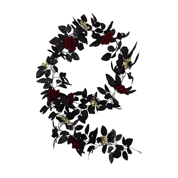Konstgjord rosranka dekorativ hängande blomstergirlang för Halloween-festivaldekor 180 cm[C] 1