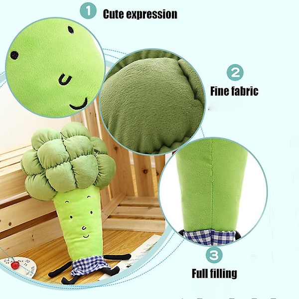 Söt Multifunktionell Kudde Grönsak Broccoli Plyschleksak Mjuk Bekväm