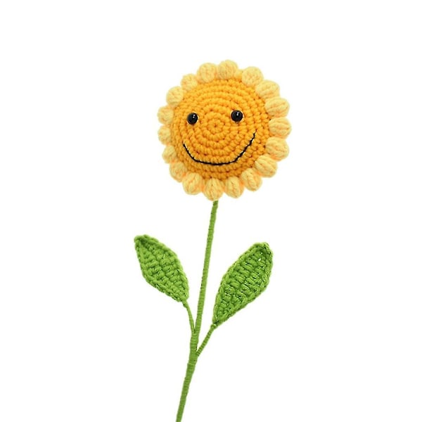Virkad Solros Handgjord Solros DIY Hantverkspresent Handvävd Blomma