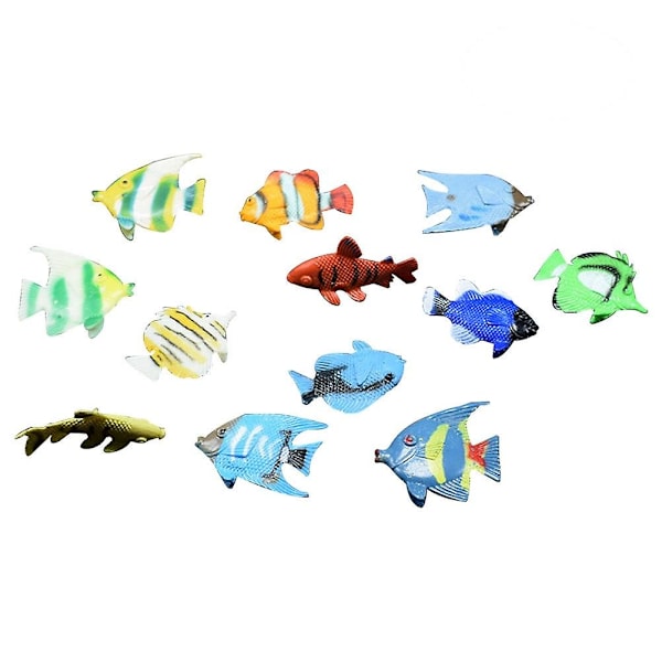 12 stk Barn Dekor Mini Fiske Leke Gummi Fiske Leke Fiske Dekorasjoner For Fest Flytende Fiske