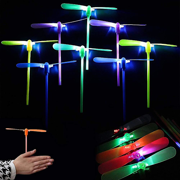 10 st Flygande tefat med snöre, bambu-trollslända, handdriven plastpropeller