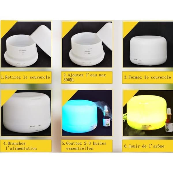 300ML Diffuser til æteriske olier/Ultralyds luftfugter/Aromadiffuser[YJD] White