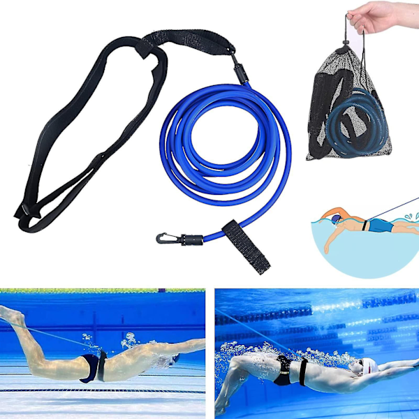 Justerbart simningsbälte för pool, simmotståndsbälte, simningsbälte för poolhängande träning, bungee simmotstånd (C)