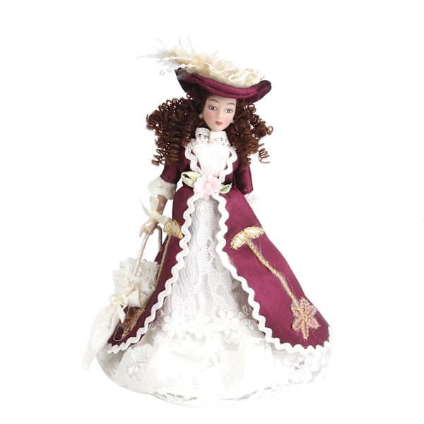 Sæt af 3 stk. 1/12 Dukkehuss Miniature Porcelænsdukker Klassiske Damefigurer[C]