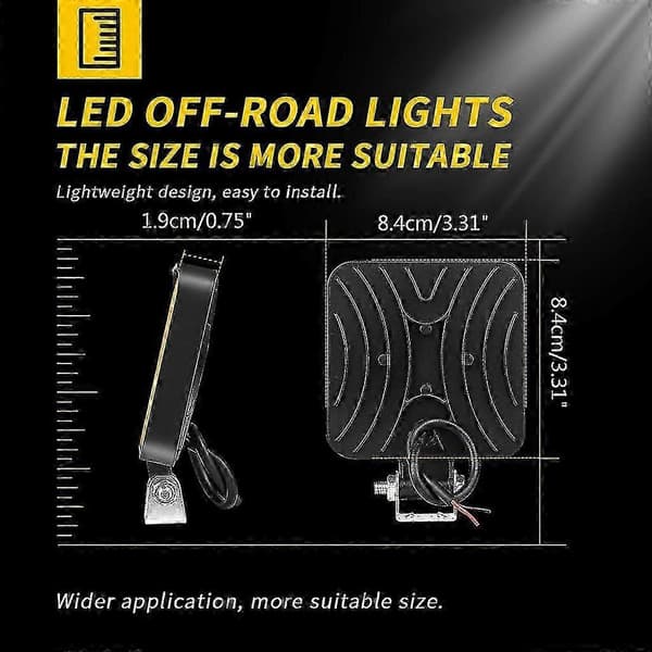 Offroad arbeidslys 48W LED flom-/spotlampe vanntett