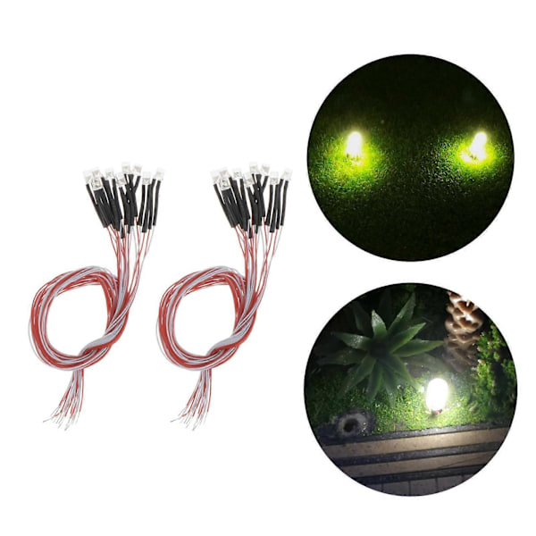 20 Styk Forkablede 3mm LED Lyspærer Lysdioder DC3V Varm Hvid + Rød