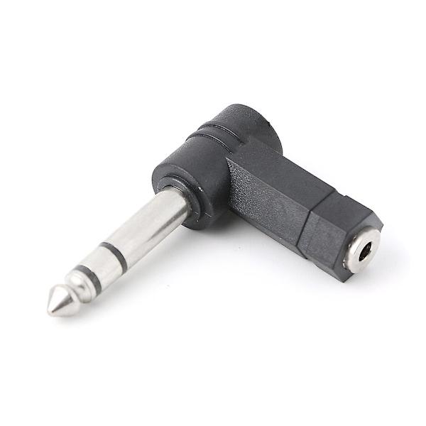 3,5 mm Honuttikontakt till 6,35 mm Hanuttikontakt Höger Vinklad Plugghögtalare O-Adapter