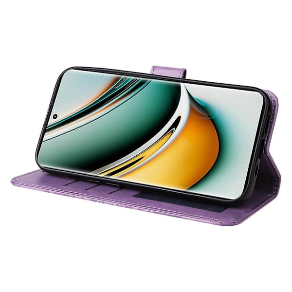 Lærveske med solsikke-trykk, beskyttende deksel med stativ for Realme 11 Pro 5G/11 Pro+ 5G Multicolor, Purple Style C