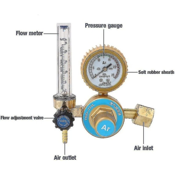 Argon Co2 flödesmätare regulator, tryckmätare 0~25mpa, universell Argon Co2 svetsregulator tryckreducerare[C]