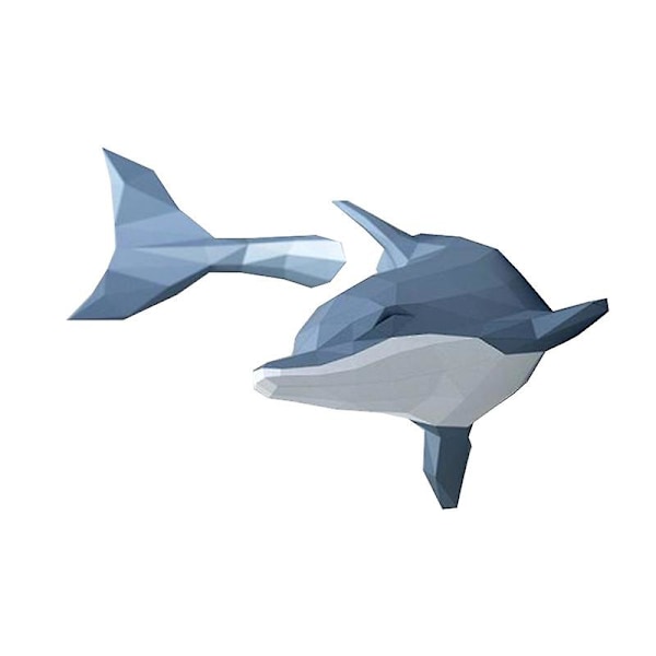1 st Delfinhammare Papptrofé Handgjord Pappskulptur Geometrisk Pappmodell DIY Origami Pussel 3D Väggdekoration
