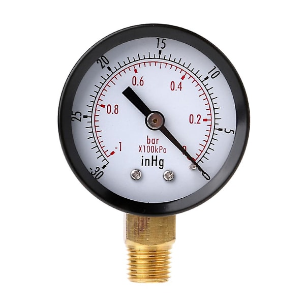 Hållbart Vakuumtrycksmätare 52mm -1/0 Bar -30\" Hg Bottenanslutning Övervakning
