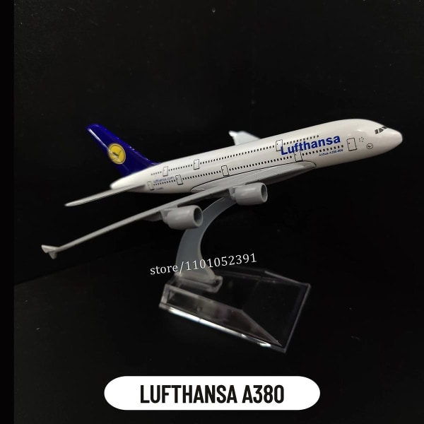 Skala 1:400 Metal Aircraft Replica, Lufthansa A380 Formgjuten flygmodell, Barnrumsdekorationer, Julklappar, Leksaker för pojkar 12.Lufthansa  A380