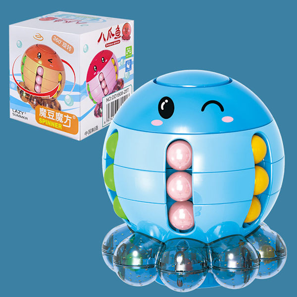 Octopus Magic Bean Puzzle Cube – Stressreduserende Fidget Leke for Barn, 3D Pedagogisk Sensorisk Leke E