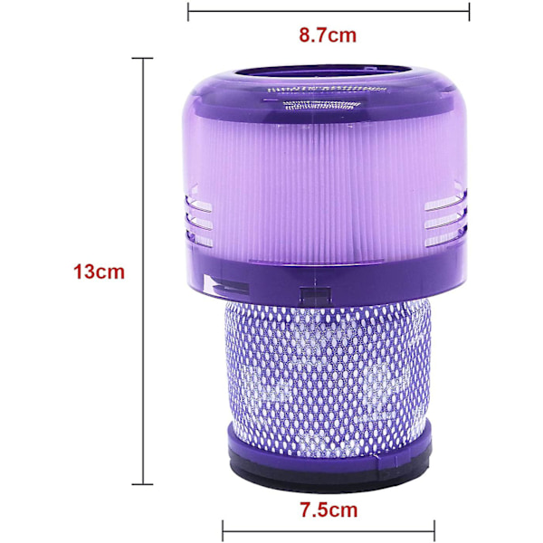 Fong Filter Kompatibel med Dys V11, Ersättningsfilter Kompatibel med Dys Dammsugare, 2 Tvättsbara Reservdelar