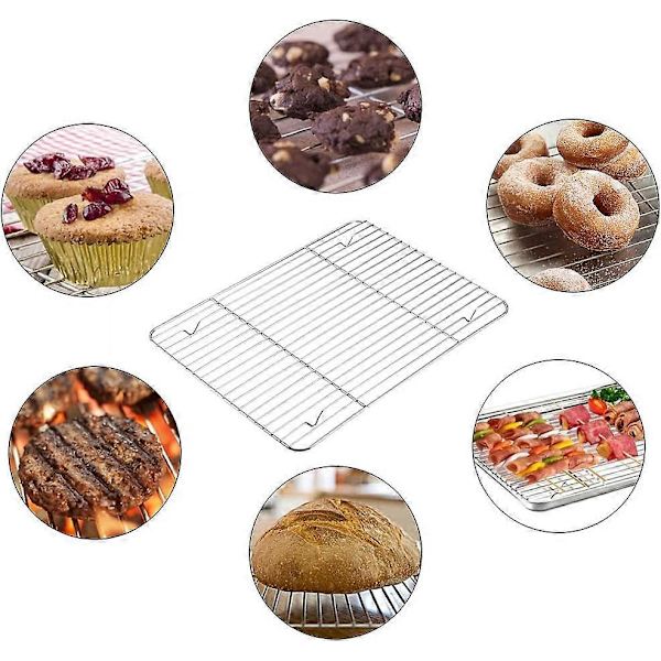 Grillgallerset med 4 stycken, Rostfritt Ståltrådsgaller för Stekning, Bakning, Grillning, Kylning, Rostfritt & Ugnssäkert, Olika Storlekar & Multifunktionellt, Diskmaskinsäker