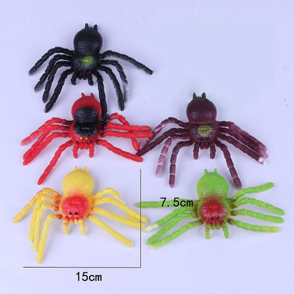 15cm 6\" Falsk Edderkop Formet Gummi Børn Legetøj Halloween Gave[C] Red