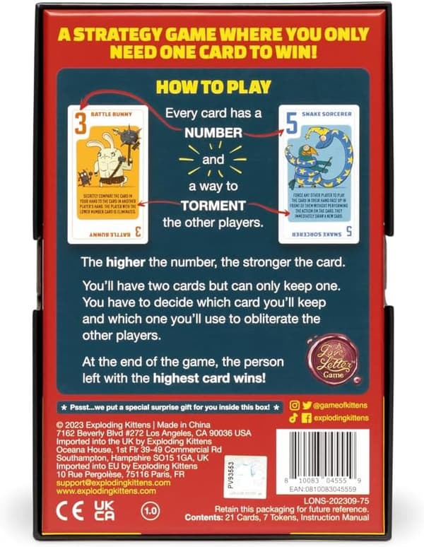 Exploding Kittens Selskabsspil for 2-6 spillere, alder 7+, 15 minutters spilletid