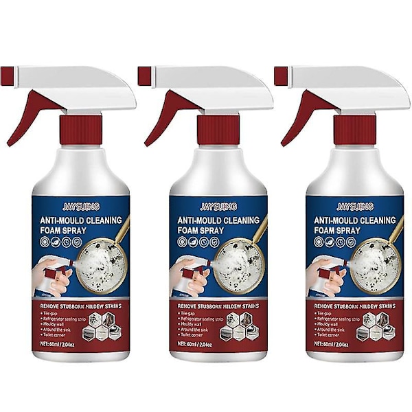 3x skimmelsvampsrensningsspray til hjemmet - væg skimmelsvamps pletter fjernelse spray rengøringsmiddel husholdnings fjernelse spray til badeværelse køkkenvask ren Kr[C]