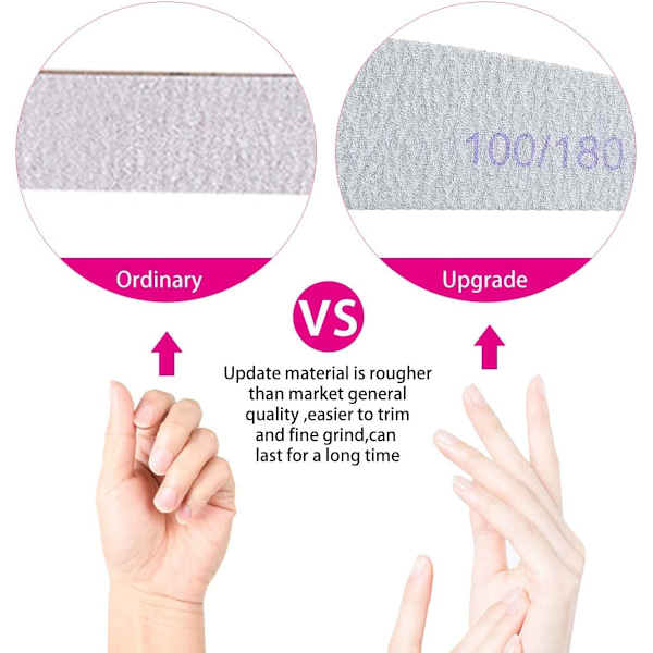 16 stk. dobbeltsidet neglefil - 100/180 korn vaskbar fil (C)