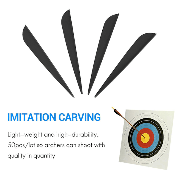 Pilar Fjädrar 4 Tum Plast Fletching 50-pack (Svart) (C)