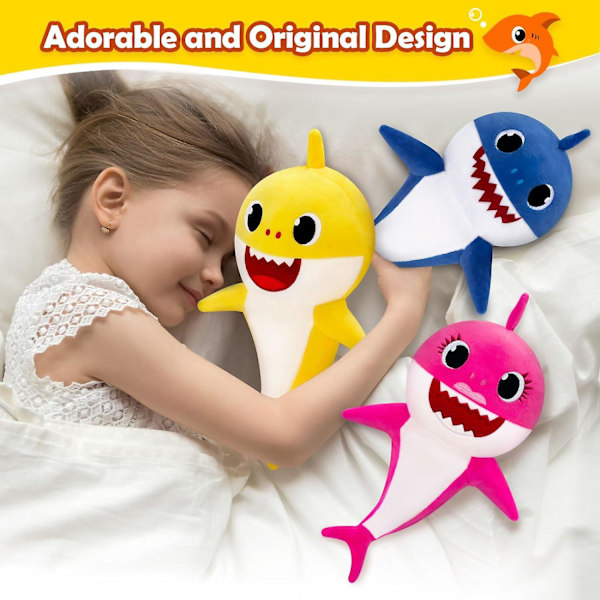 Baby Söta Haj Plysch Leksak Kudde, Interaktiv Mjuk Fylld Djur Haj Plushie Dockälskare Jul Födelsedagspresent Heminredning För Pojkar Och Flickor (gul