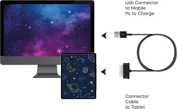 USB Datakabel Oplader Datakabel Datasync Sort til Samsung Galaxy TAB 2 10.1 P1000 7.1 Oplader