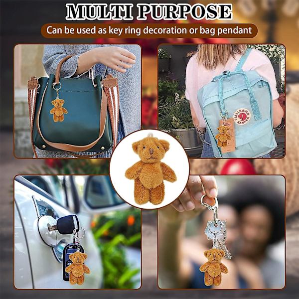 Liten Fickbjörn | Mjuk och Bekväm Teddybjörn i Tennask | Mini Fickbjörn Plyschleksaker | Söt Rolig Fylld Djur Teddybjörn Docka Jul