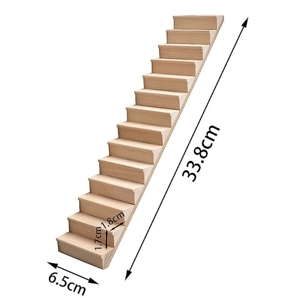 Miniatyr Stege DIY Omålad Trä Trapphus Dekor Dockhus Möbler Modell[C]