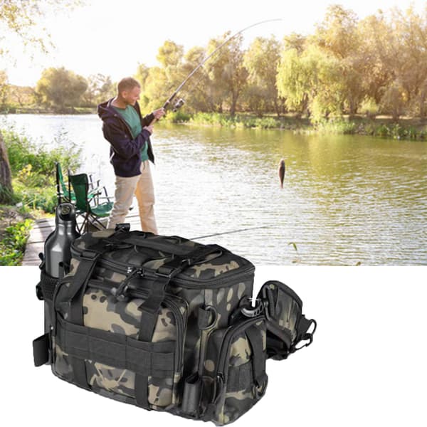 Fiskerygsæk til karpefiskeri med camouflagedesign, 20L kapacitet[C]